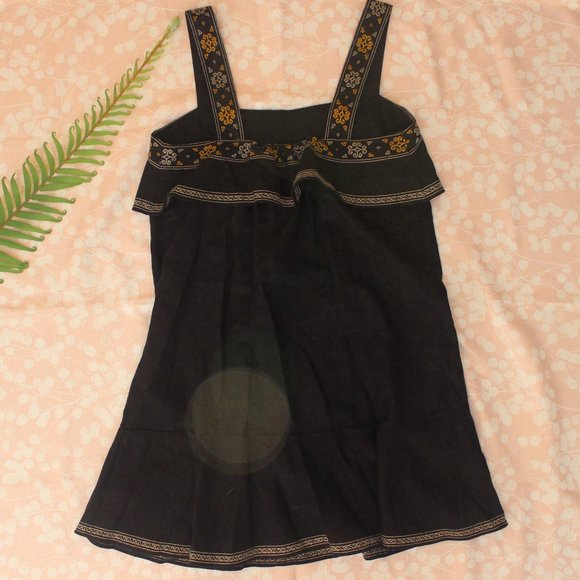 Madewell Embroidered Tier Linen Dress Black Small - Picture 9 of 9